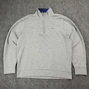 Vineyard Vines Quarter Zip Sweatshirt Medium Mock Neck Pullover Sweater Gray